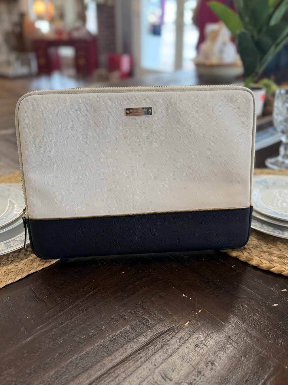 kate spade Two-Tone Cream and Black Laptop Sleeve